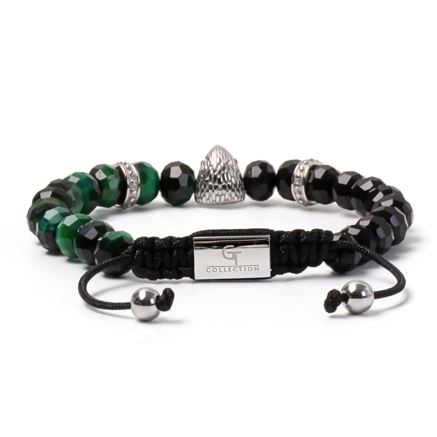 Men's GREEN TIGER EYE, ONYX Bracelet with ARABIAN FALCON Lunnora