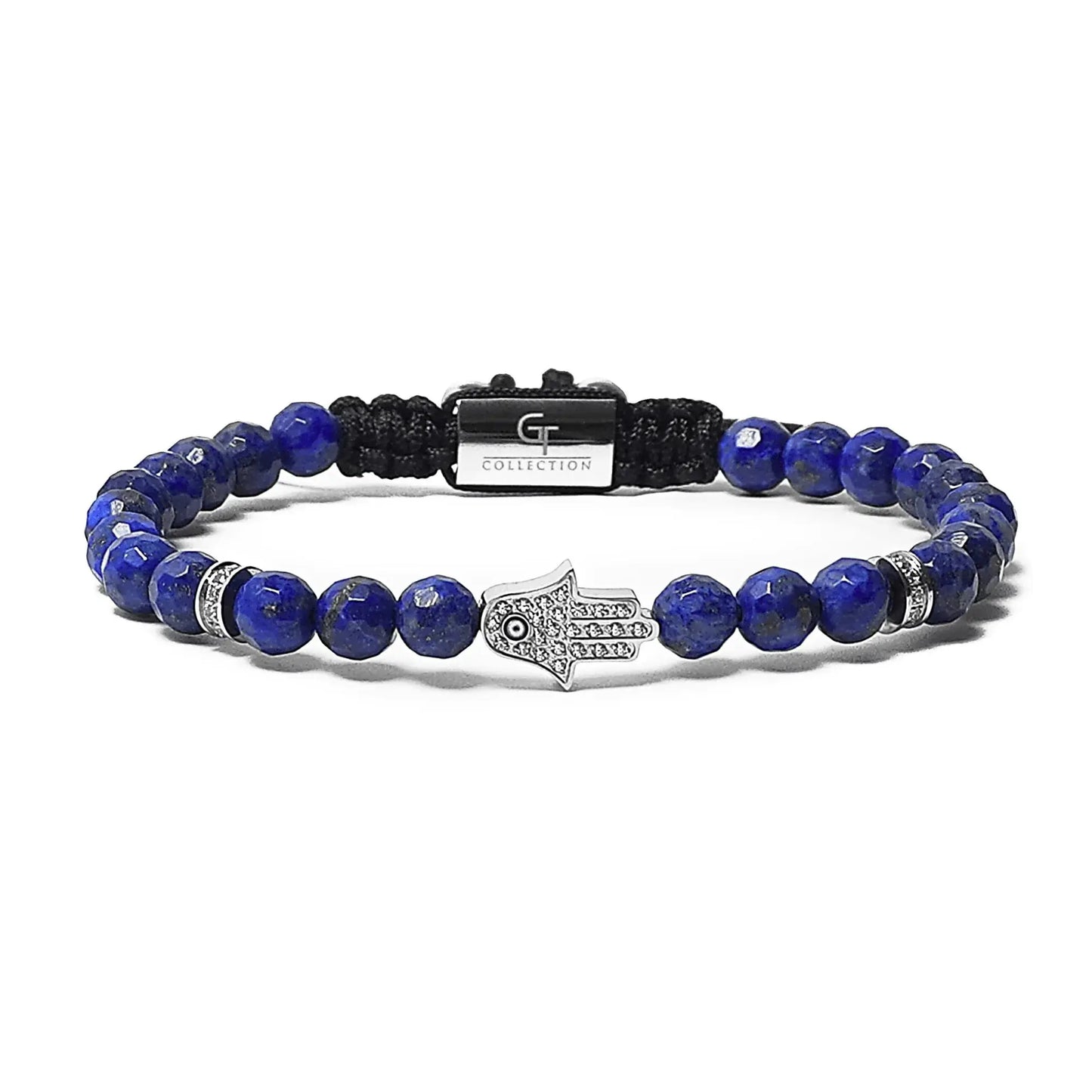 Men's LAPIS LAZULI Bracelet with Silver HAMSA Hand – product image (Default Title, Bracelets) by GT collection