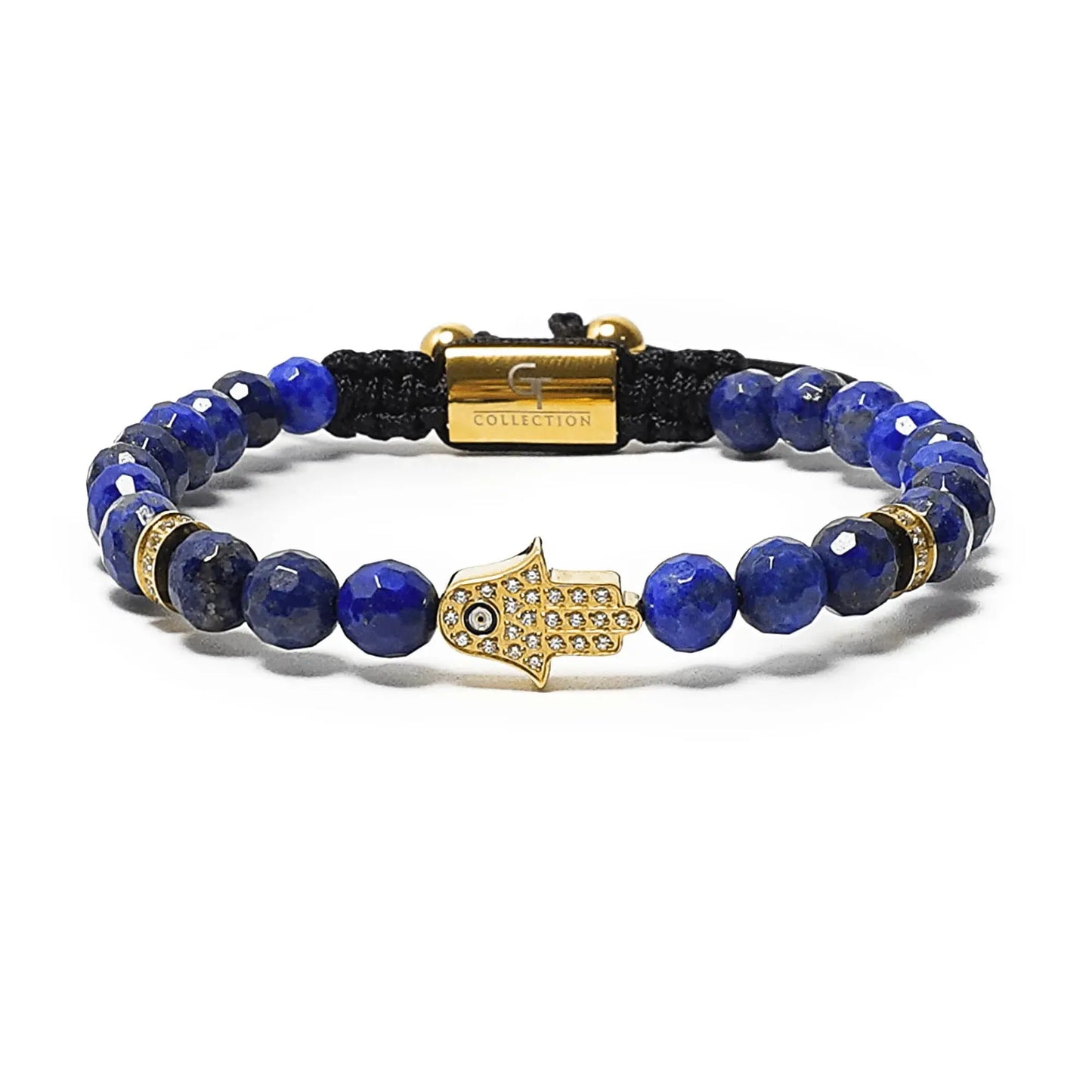 Men's LAPIS LAZULI Bracelet with Golden HAMSA Hand – product image (Default Title, Bracelets) by GT collection