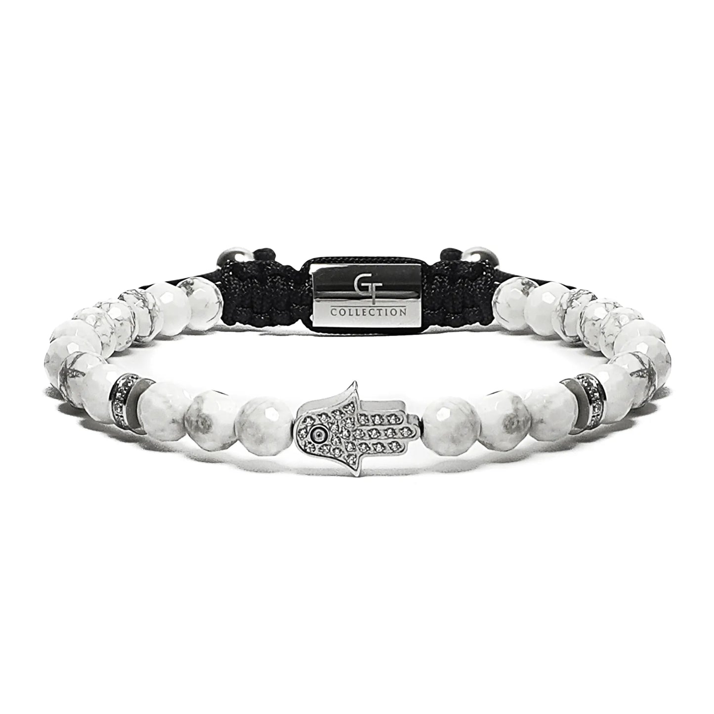 Men's HOWLITE Bracelet with Silver HAMSA Hand – product image (Default Title, Bracelets) by GT collection