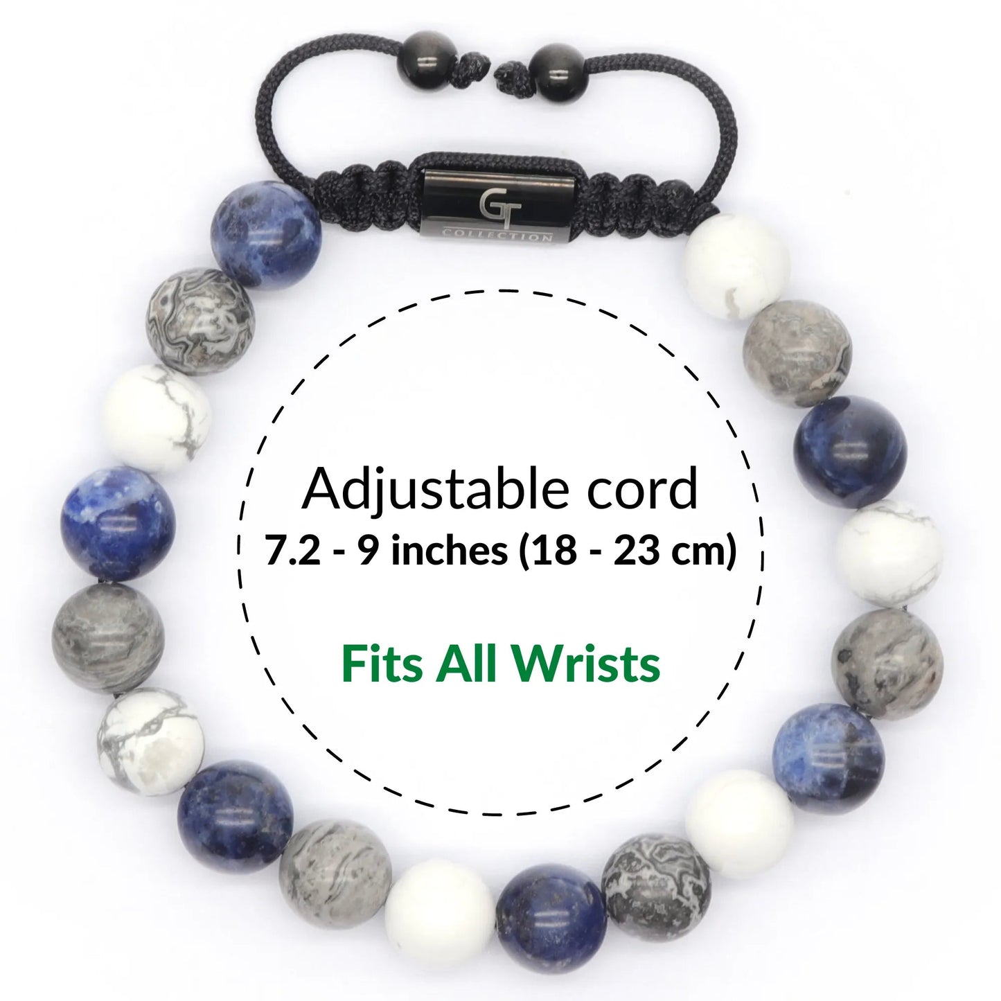 2 PIECE SET - SODALITE Single Bead & Flatbead Bracelet GT collection