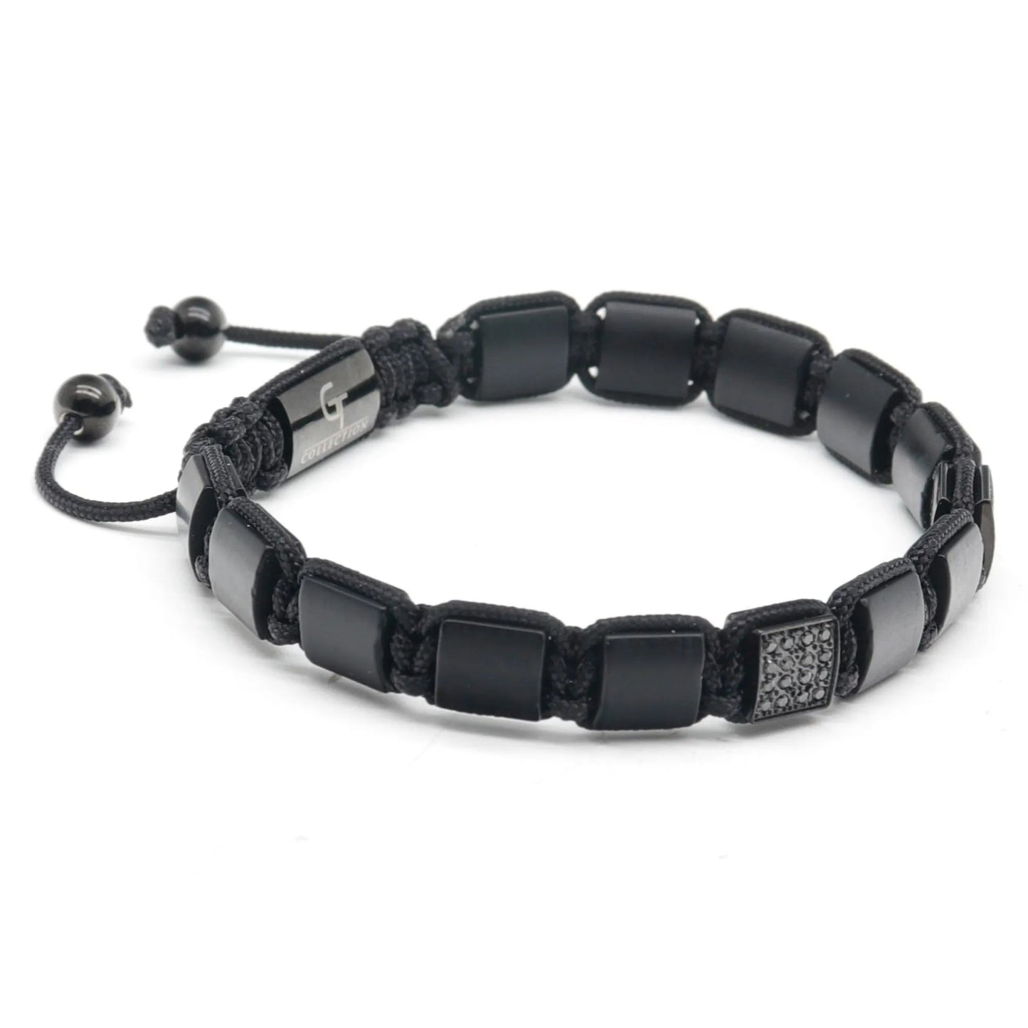 2 PIECE SET - BLACK ONYX Double Bead Bracelet And Flatbead Bracelet GT collection