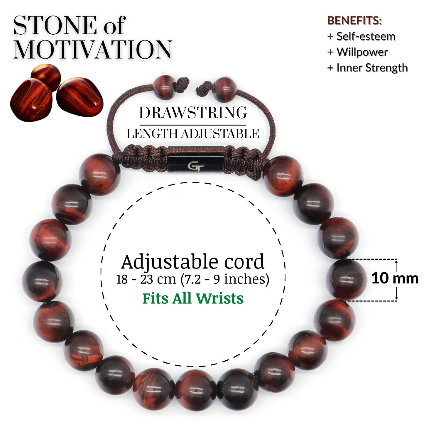 Men's RED TIGER EYE Beaded Bracelet