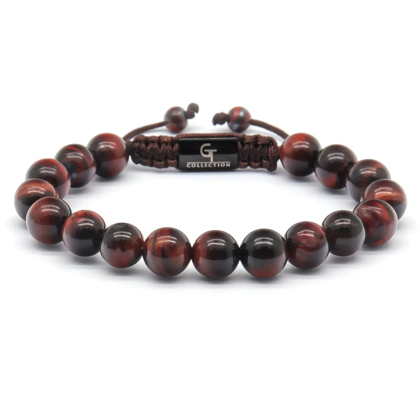 Bracelet - Men's RED TIGER EYE Beaded Bracelet - Red Gemstones