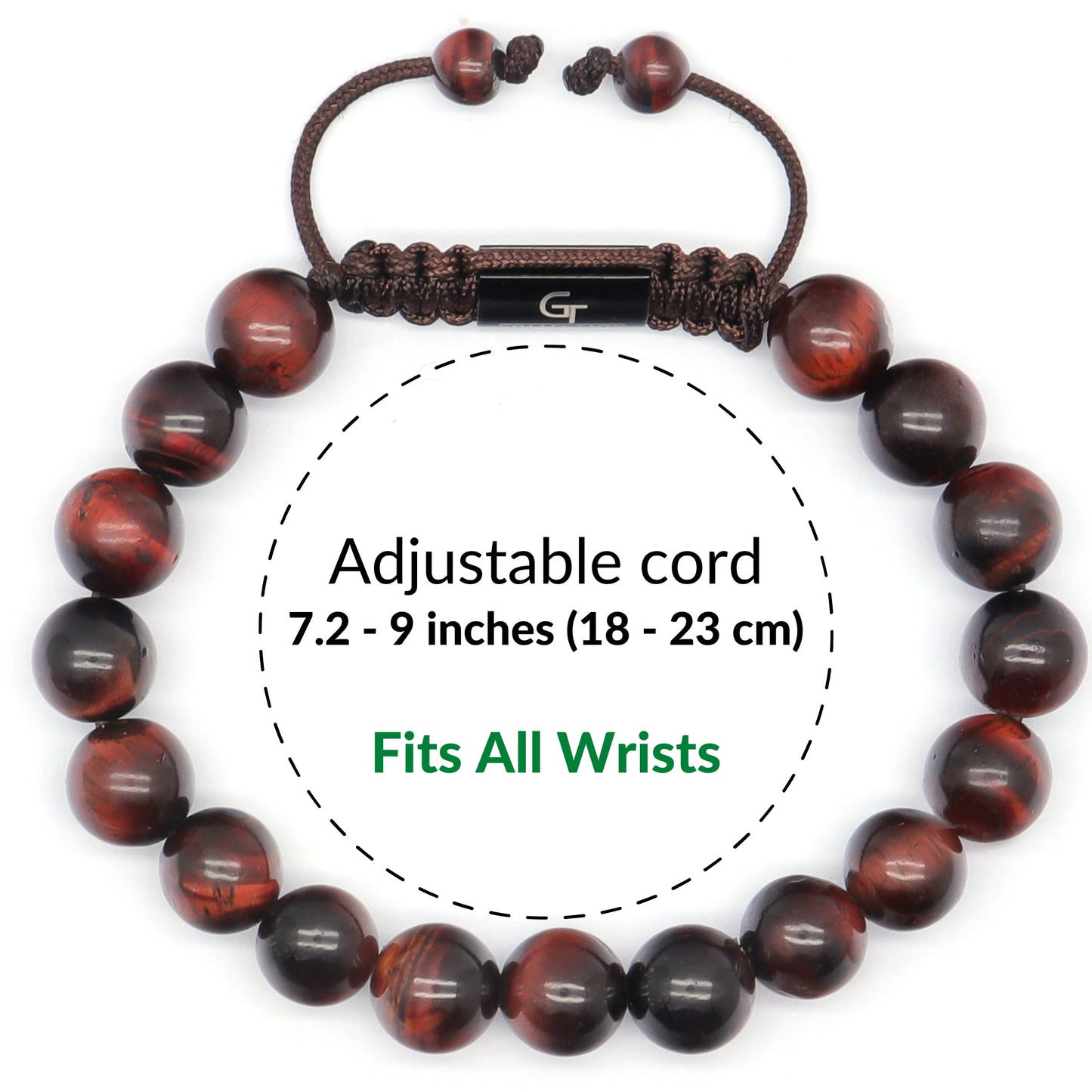 Bracelet - Men's RED TIGER EYE Beaded Bracelet - Red Stones