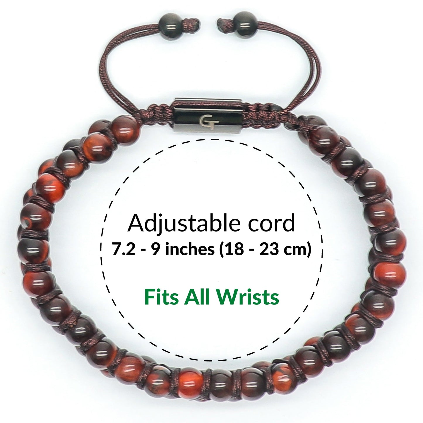 Bracelet - Men's RED TIGER EYE Double Bead Bracelet - Red Stones
