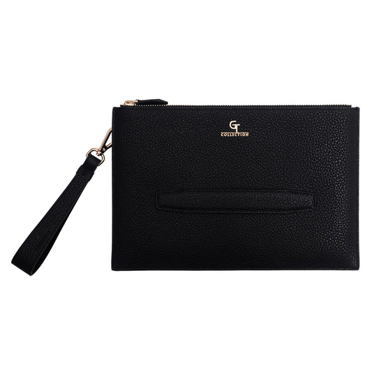 Men's Leather Hand Bag - Black with golden details – product image (Default Title, Bag) by Lunnora