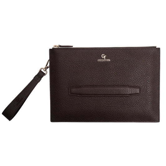 Men's Leather Hand Bag - Brown with golden details – product image (Default Title, Bag) by Lunnora