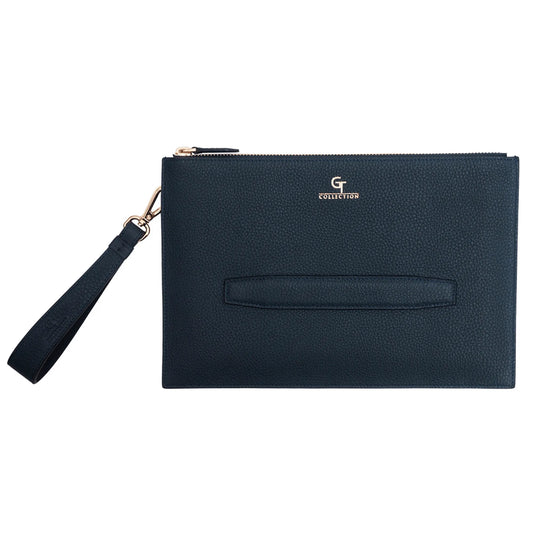 Men's Leather Hand Bag - Blue with golden details – product image (Default Title, Bag) by Lunnora