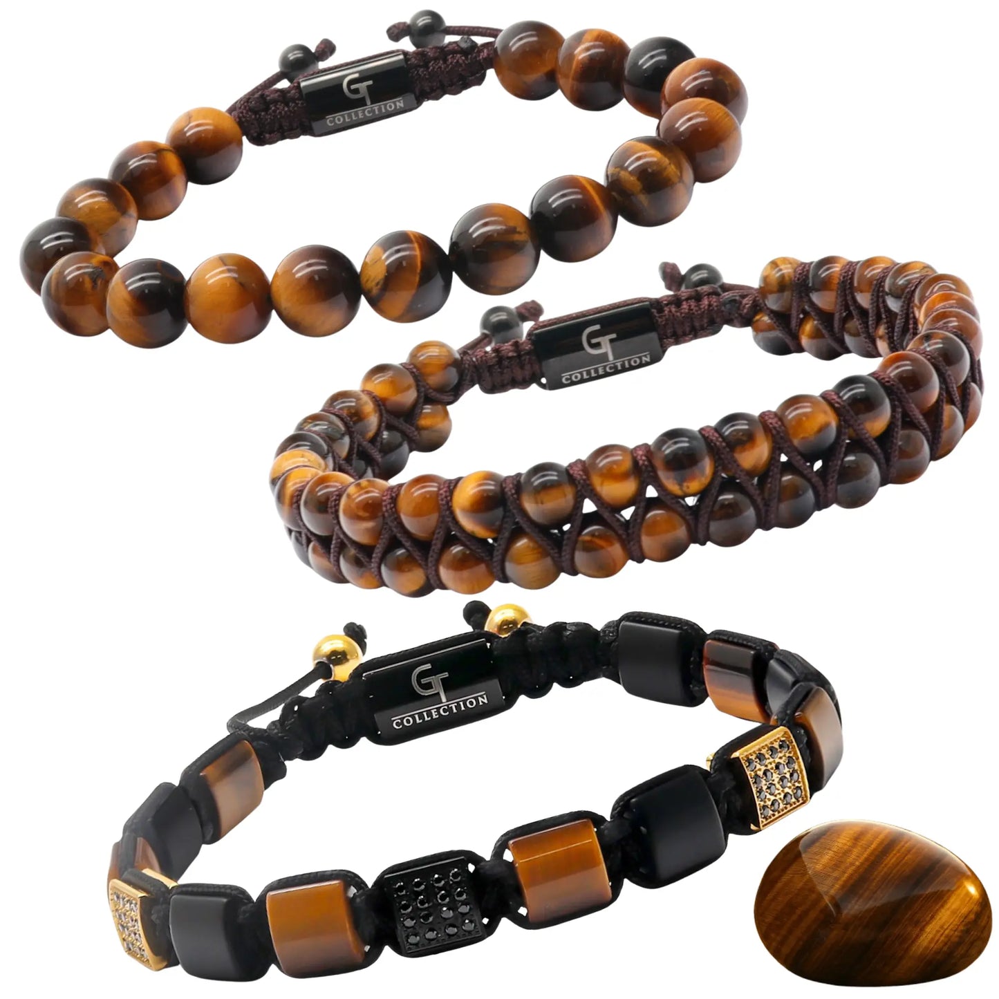 3 PIECE SET - TIGER EYE Bracelets - The Confidence Set GT collection