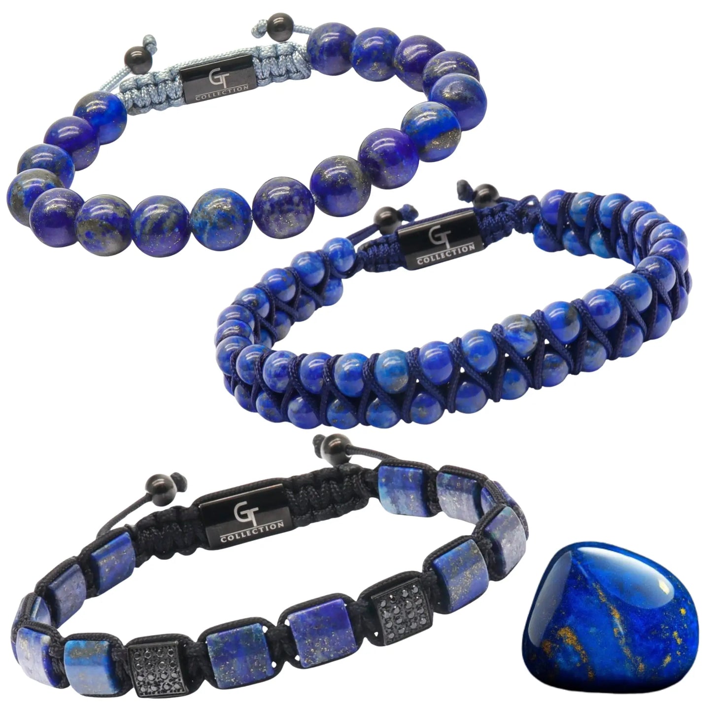 3 PIECE SET - LAPIS LAZULI Bracelets - The Wisdom Set GT collection