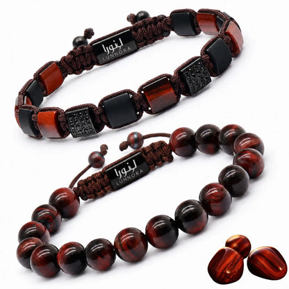 2 PIECE SET - RED TIGER EYE Bracelets - The Motivation Set