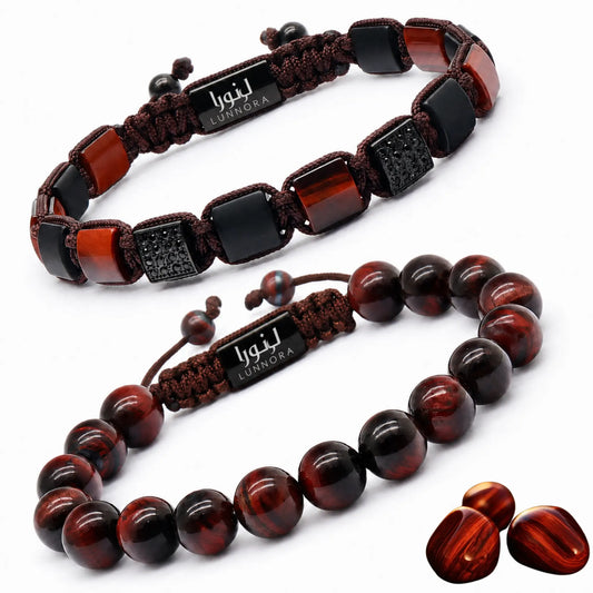 2 PIECE SET - RED TIGER EYE Bracelets - The Motivation Set
