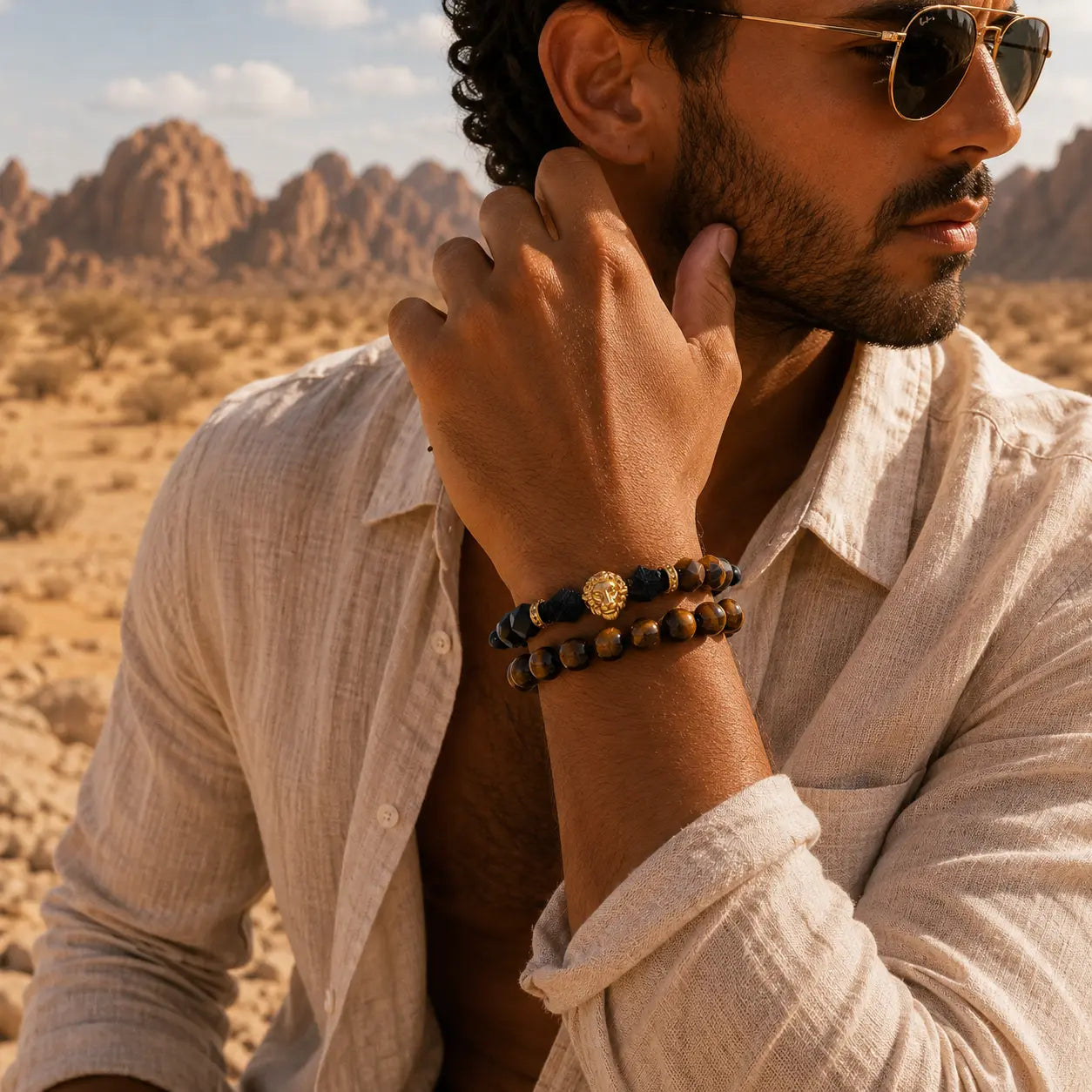 2 Piece Set – Tiger Eye Bracelets for Men | The Lion King Set