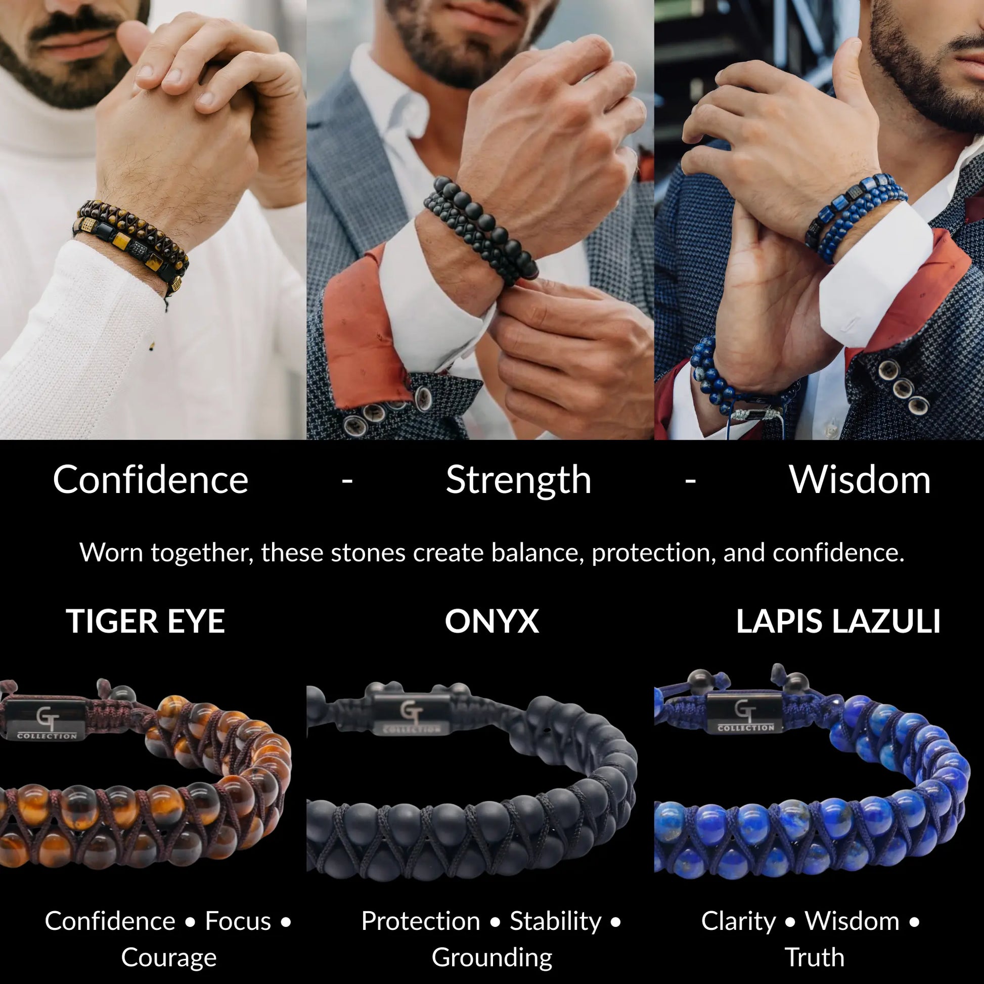 Double Bead Bracelet Set for Men – Confidence, Strength & Focus GT collection