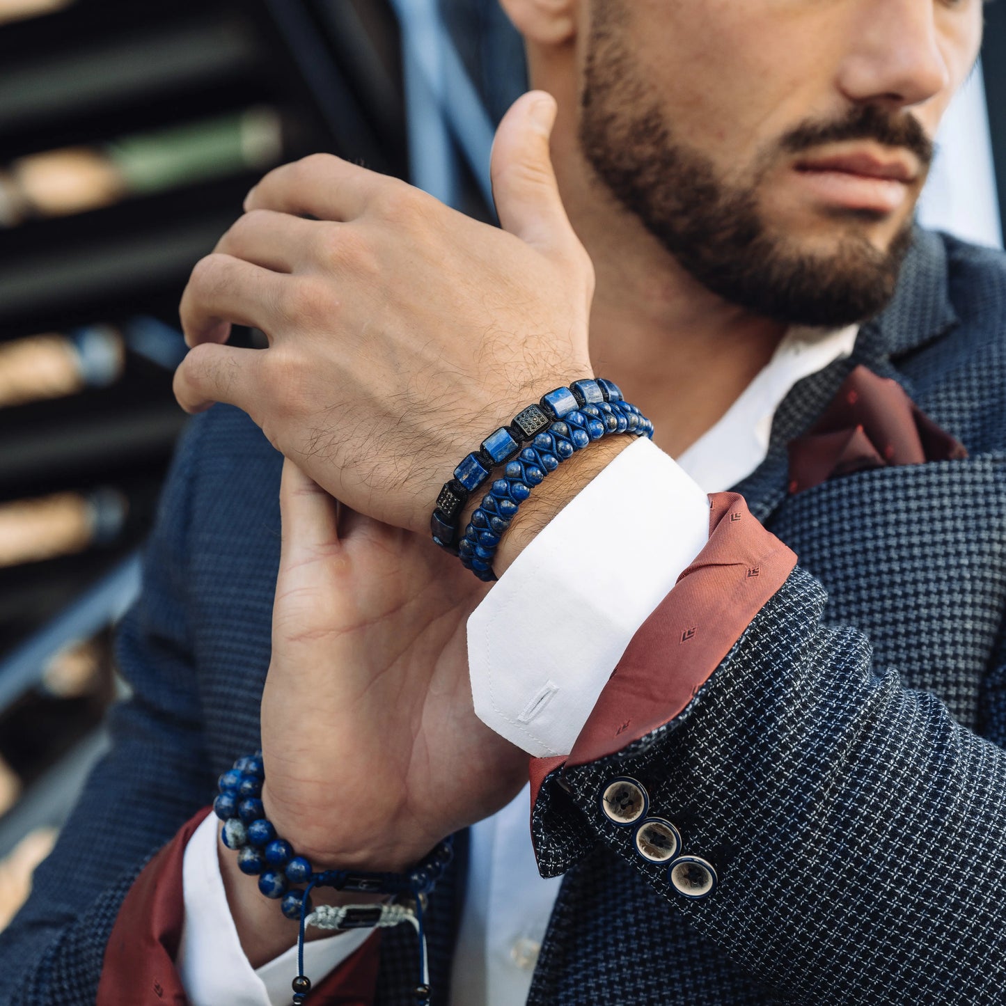 3 PIECE SET - LAPIS LAZULI Bracelets - The Wisdom Set GT collection