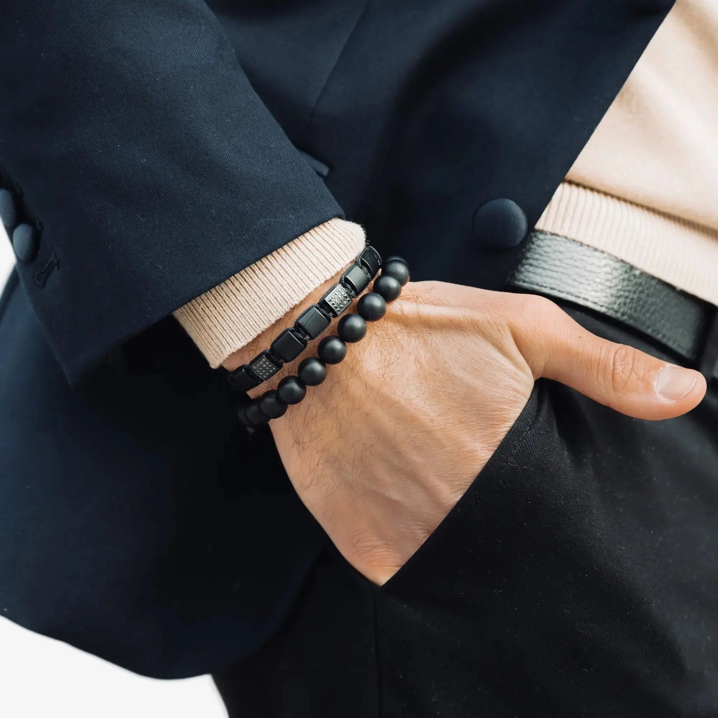 3 PIECE SET - BLACK ONYX Bracelets - The Strength Set GT collection