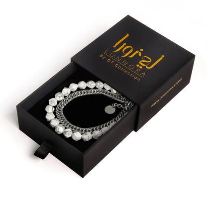 White howlite natural healing stone used in men’s gemstone bracelets by GT Collection