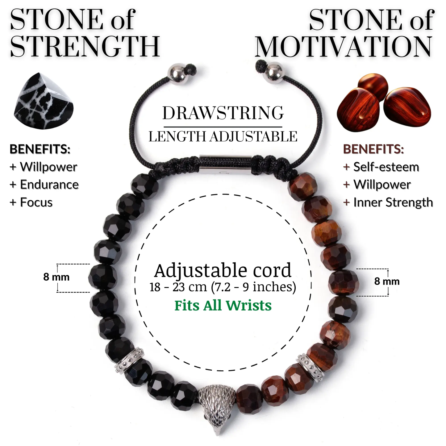 Men's RED TIGER EYE, ONYX Bracelet with ARABIAN FALCON Lunnora