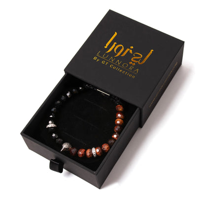 Men's RED TIGER EYE, ONYX Bracelet with ARABIAN FALCON Lunnora