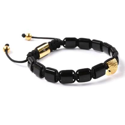 Saudi Falcon Bracelet Stack - Black Onyx, Green Tiger Eye & Howlite