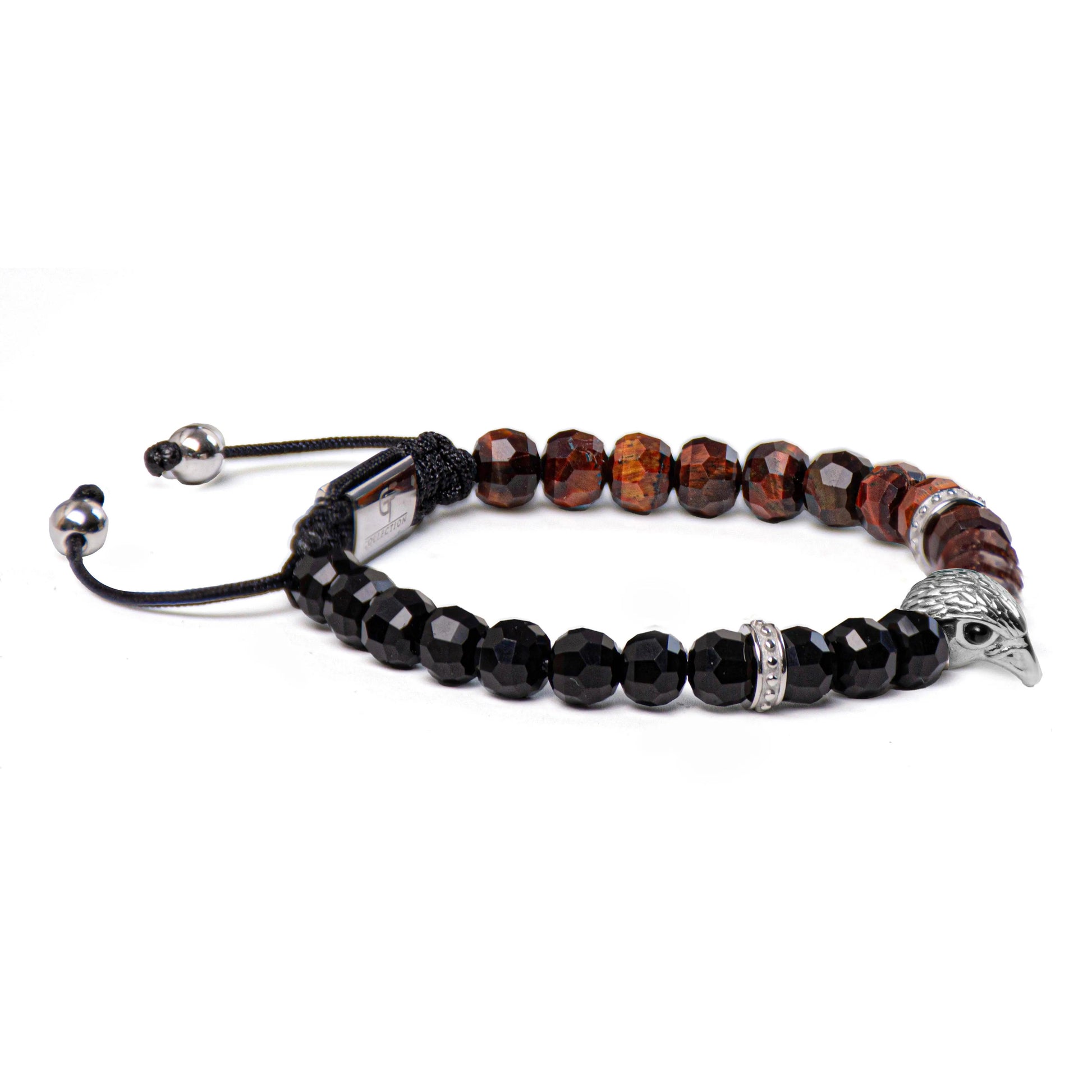Men's RED TIGER EYE, ONYX Bracelet with ARABIAN FALCON Lunnora
