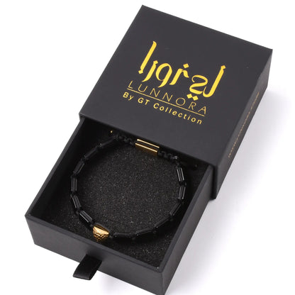 BLACK ONYX Falcon Bracelet for Men - Golden ARABIAN FALCON
