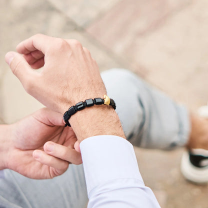 BLACK ONYX Falcon Bracelet for Men - Golden ARABIAN FALCON