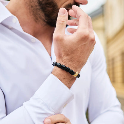 BLACK ONYX Falcon Bracelet for Men - Golden ARABIAN FALCON