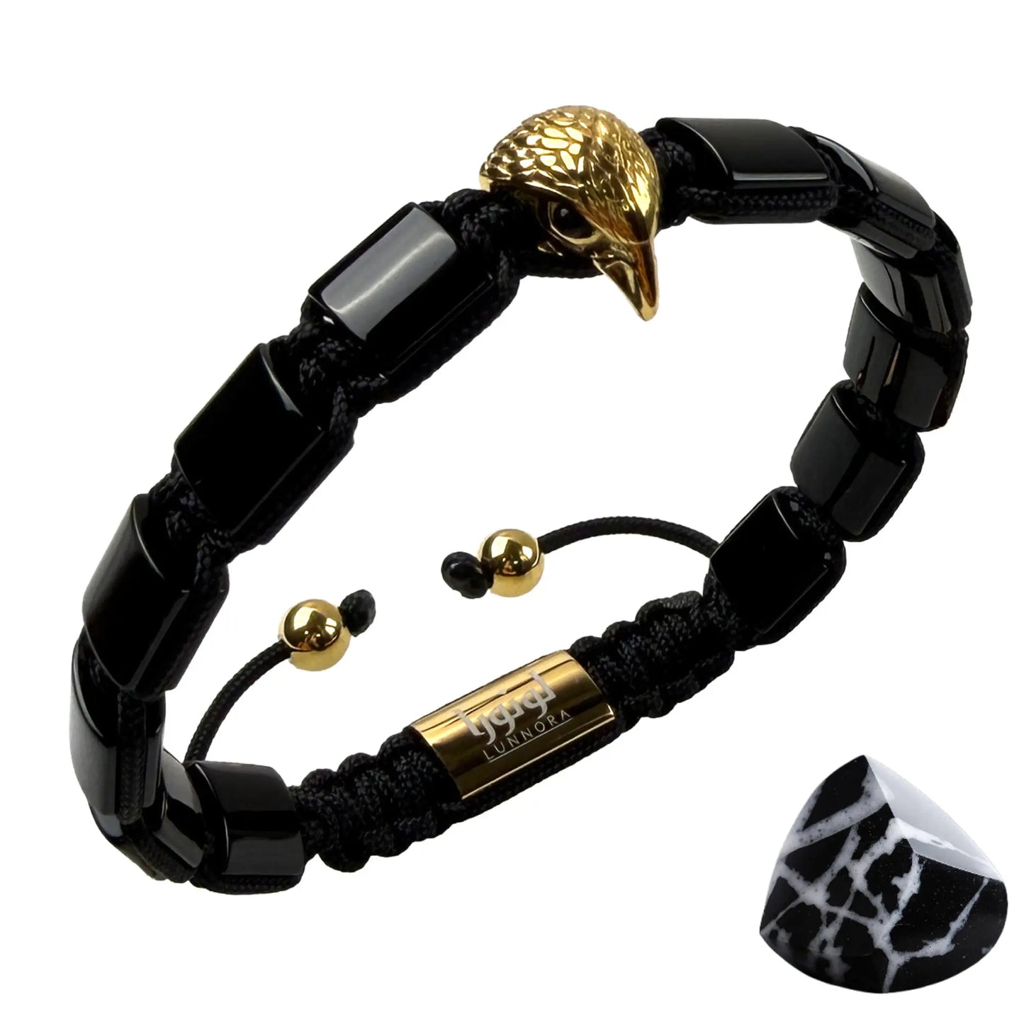 BLACK ONYX Falcon Bracelet for Men - Golden ARABIAN FALCON