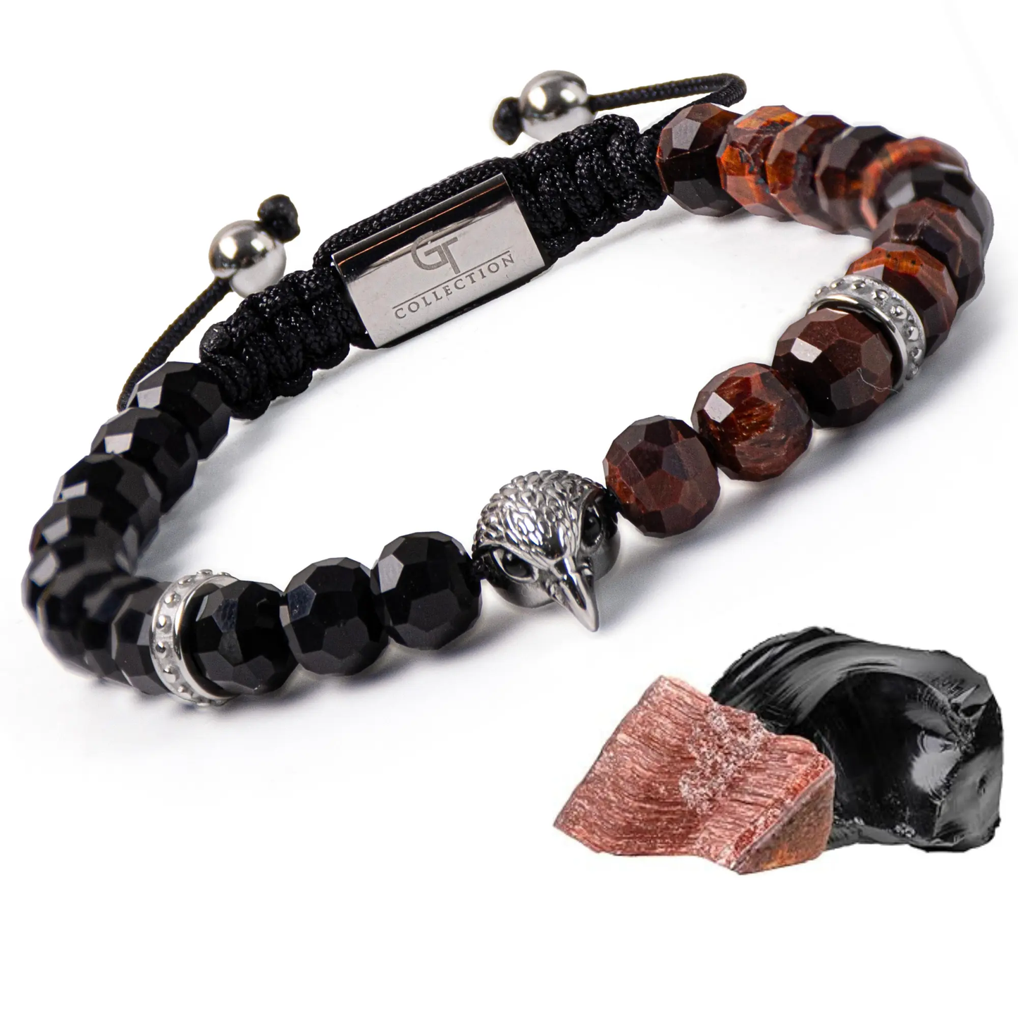 Men's RED TIGER EYE, ONYX Bracelet with ARABIAN FALCON Lunnora