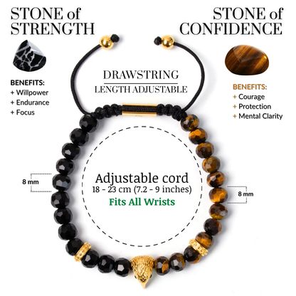 Men's TIGER EYE, ONYX Bracelet with ARABIAN FALCON Lunnora