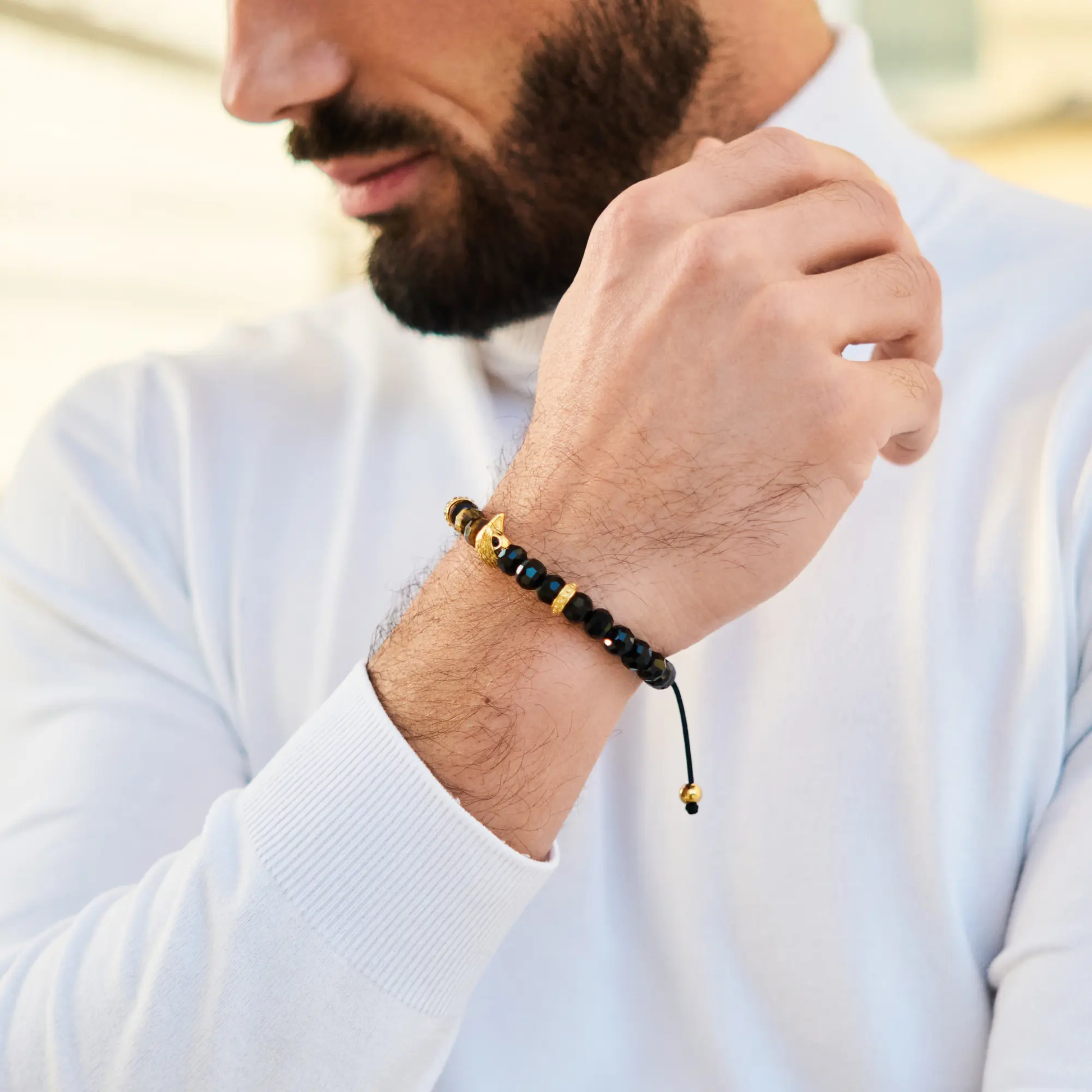 Men's TIGER EYE, ONYX Bracelet with ARABIAN FALCON Lunnora
