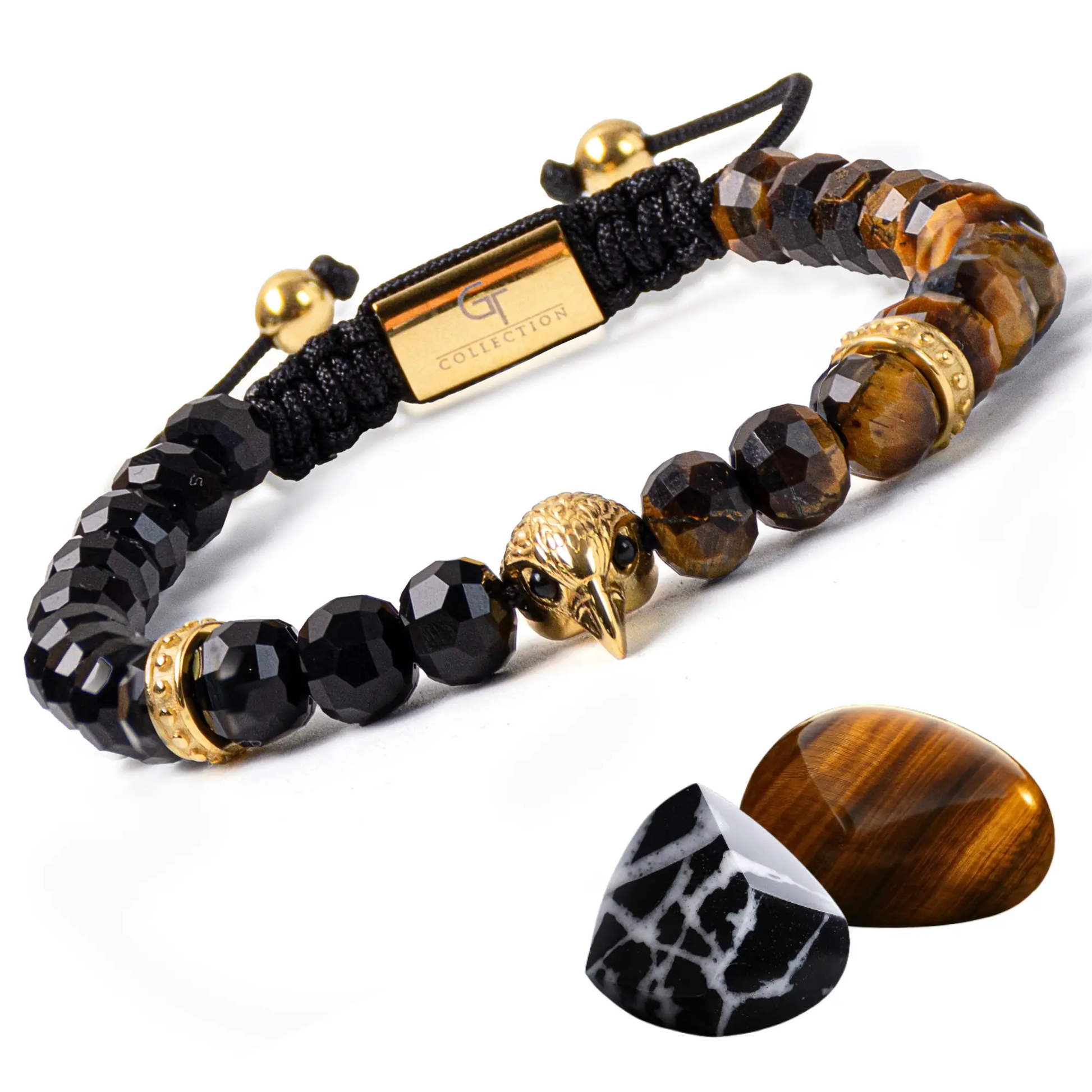 Men's TIGER EYE, ONYX Bracelet with ARABIAN FALCON Lunnora