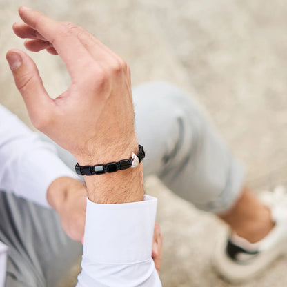 BLACK ONYX Falcon Bracelet for Men - Silver ARABIAN FALCON