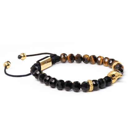 Men's TIGER EYE, ONYX Bracelet with ARABIAN FALCON Lunnora