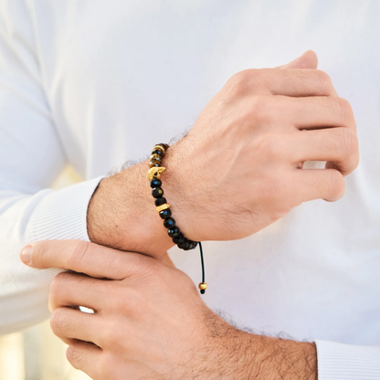 Men's TIGER EYE, ONYX Bracelet with ARABIAN FALCON Lunnora