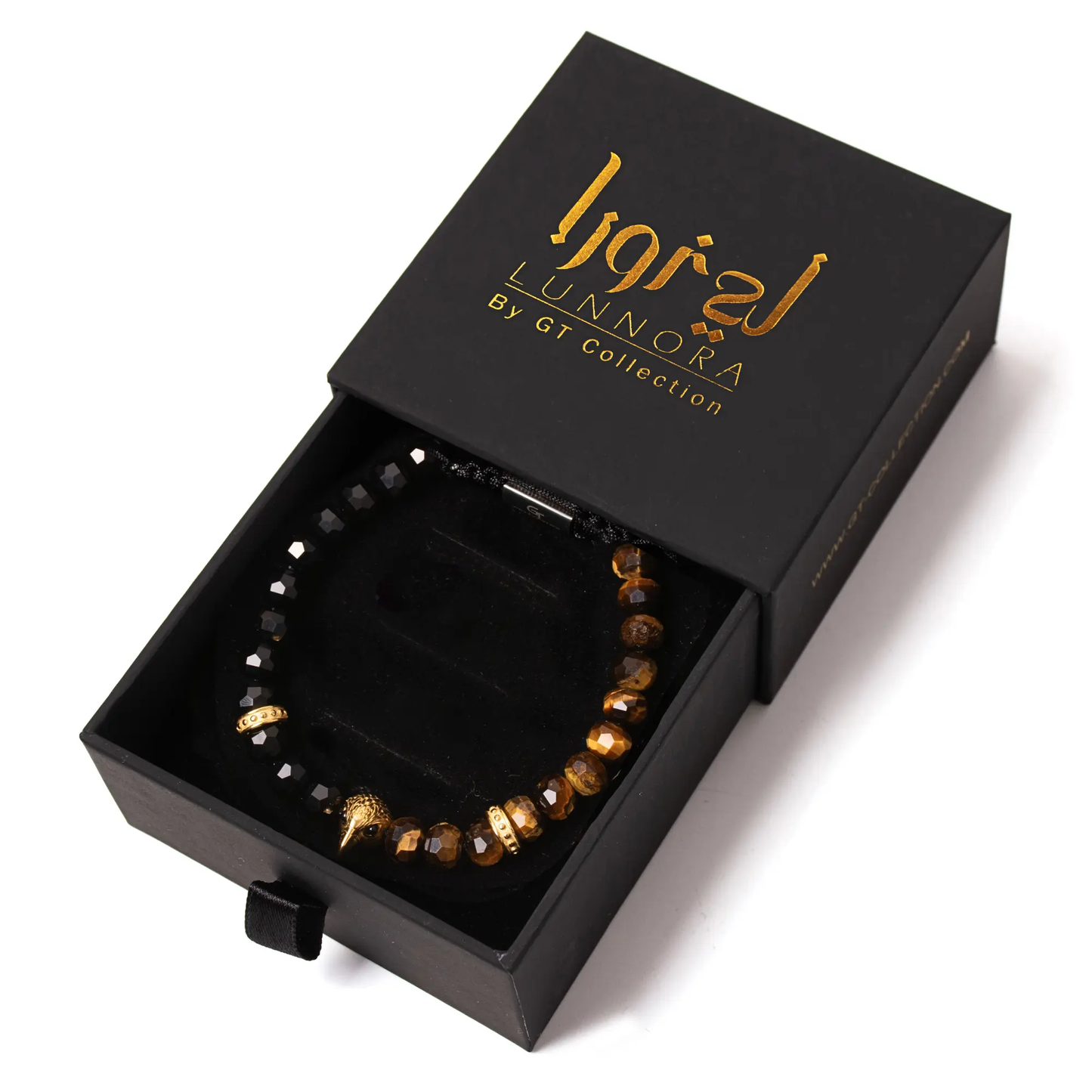 Men's TIGER EYE, ONYX Bracelet with ARABIAN FALCON Lunnora