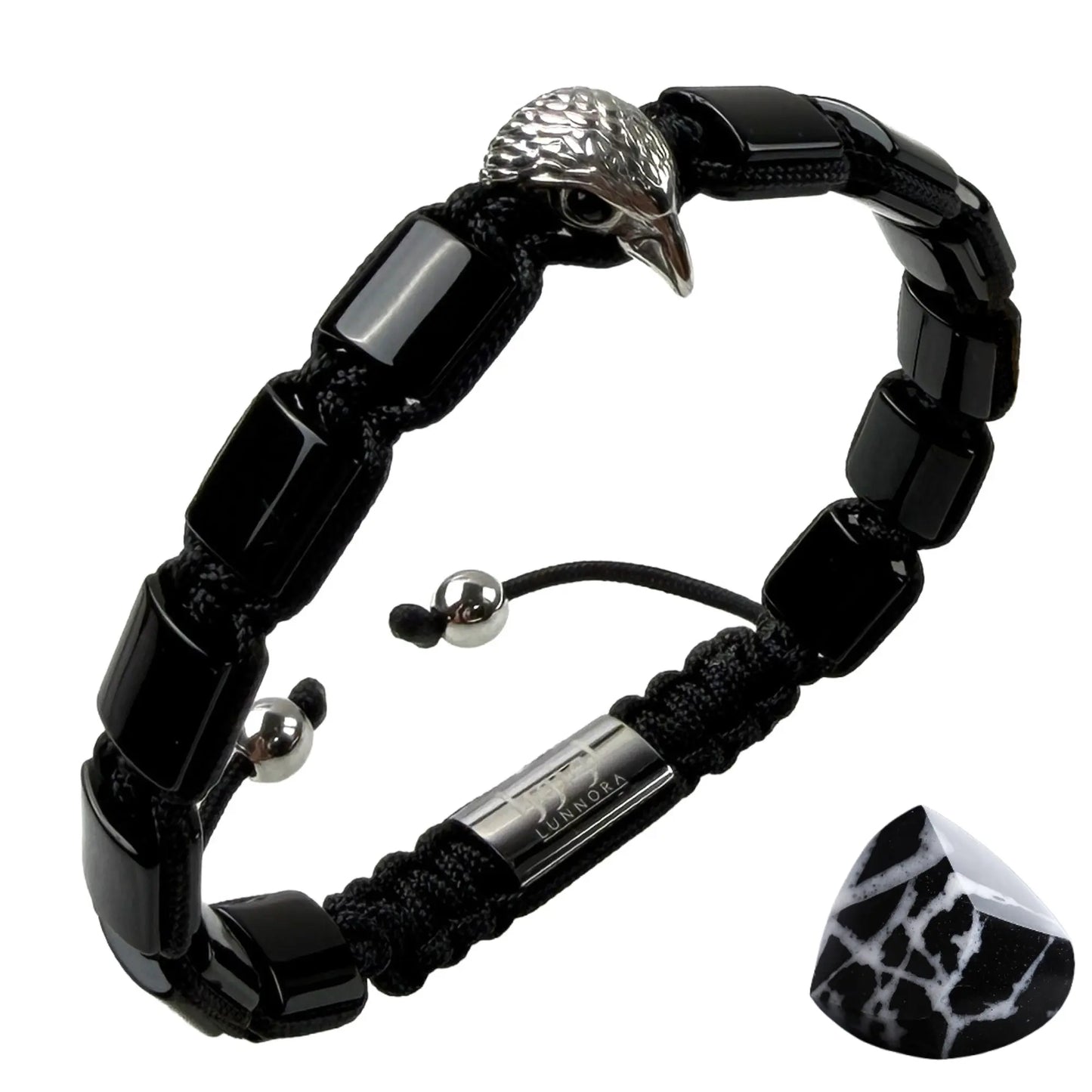 BLACK ONYX Falcon Bracelet for Men - Silver ARABIAN FALCON