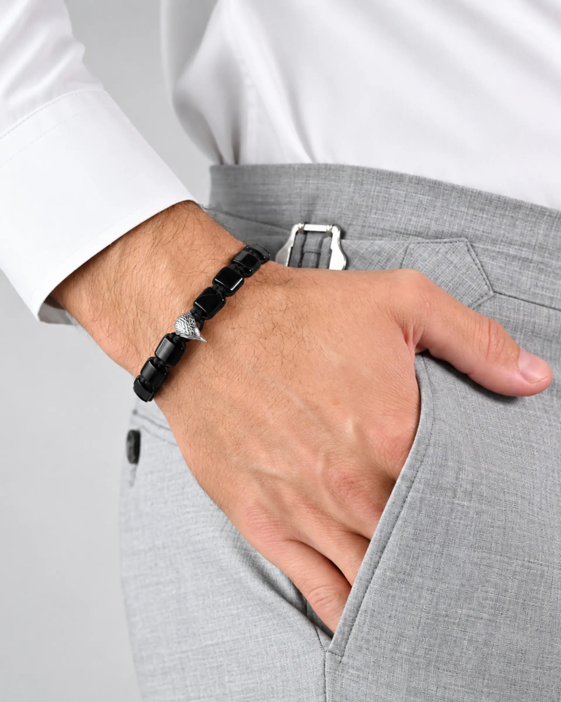 Black Onyx Arabian Falcon Bracelet – Silver Secondary image