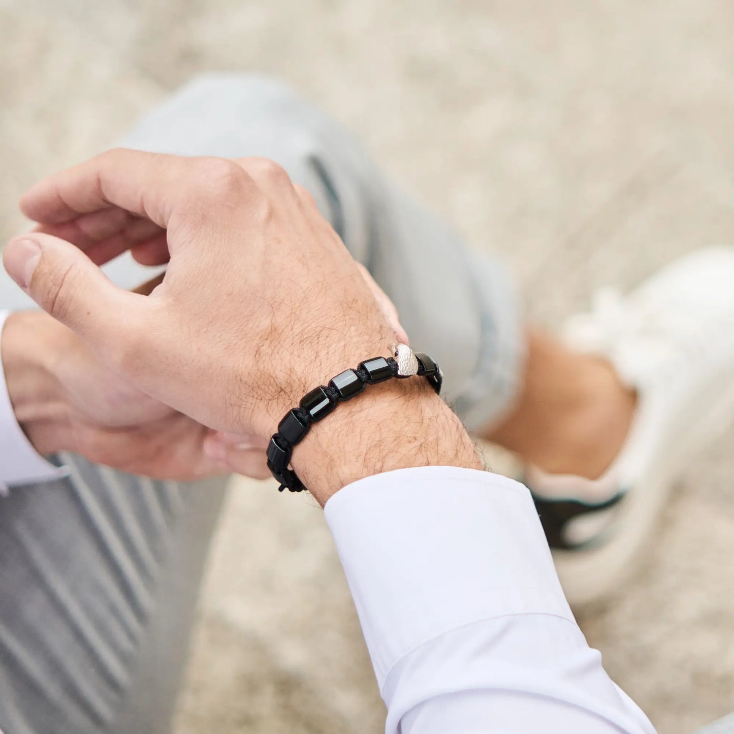 BLACK ONYX Falcon Bracelet for Men - Silver ARABIAN FALCON