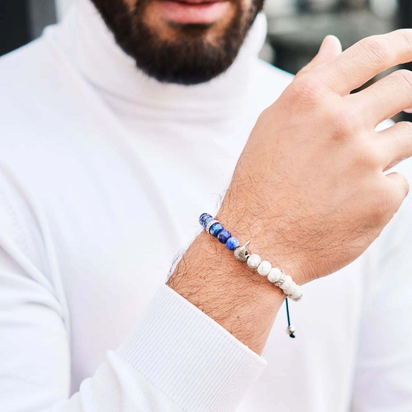 Men's LAPIS, HOWLITE Bracelet with FALCON FALCON Lunnora