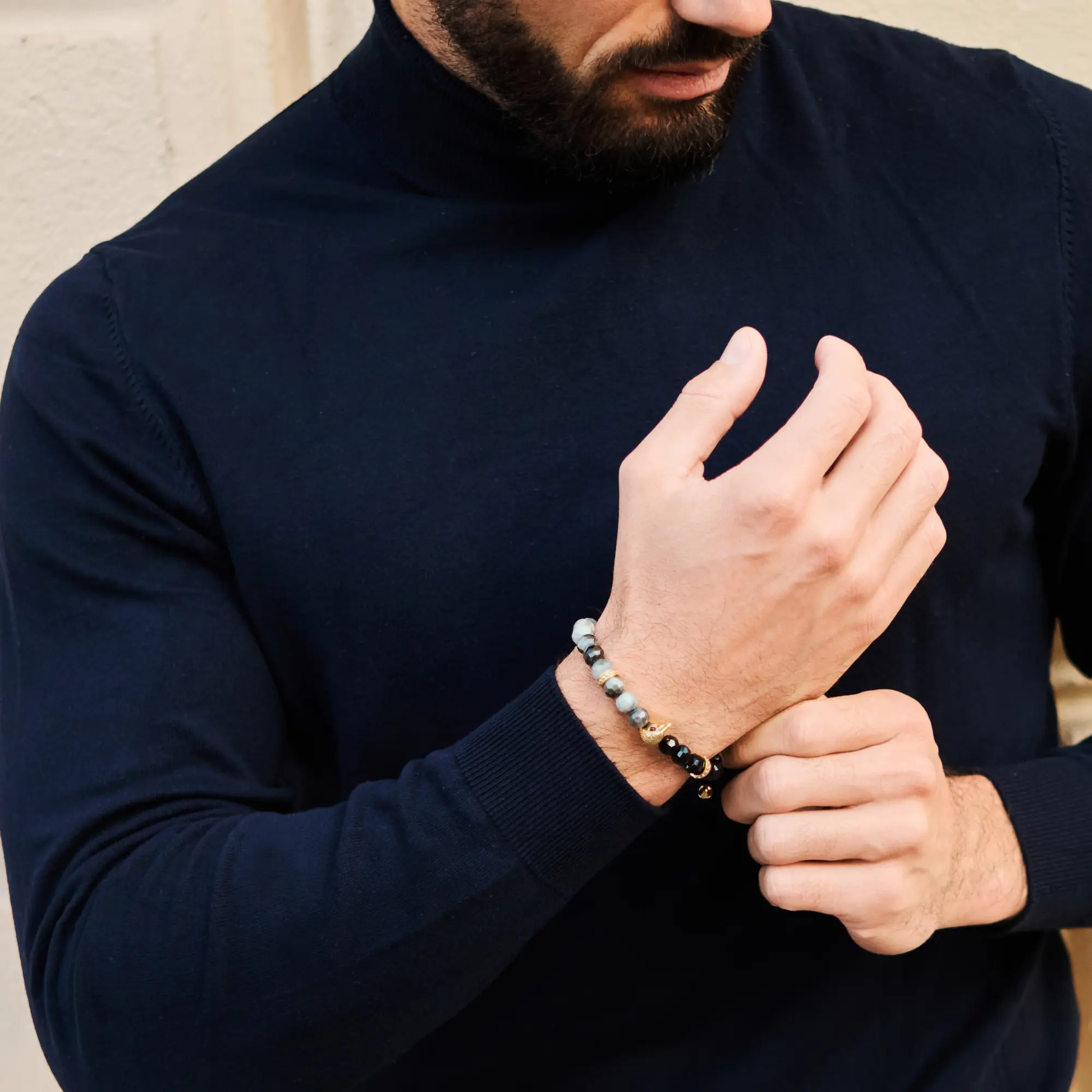 Men's EAGLE EYE, ONYX Bracelet with ARABIAN FALCON Lunnora