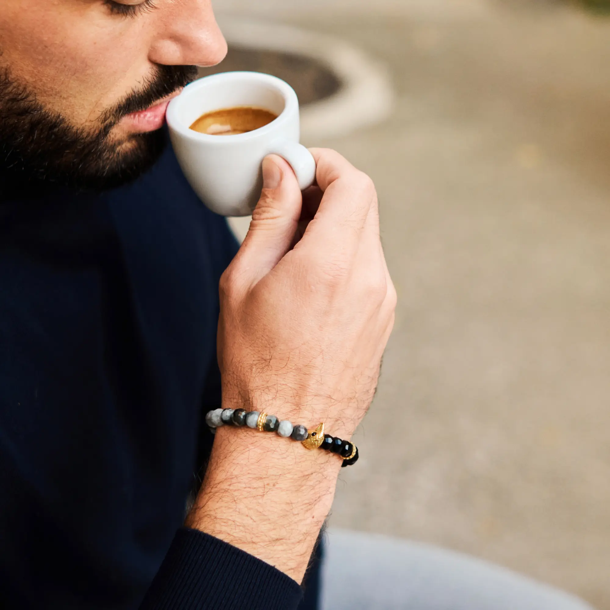 Men's EAGLE EYE, ONYX Bracelet with ARABIAN FALCON Lunnora
