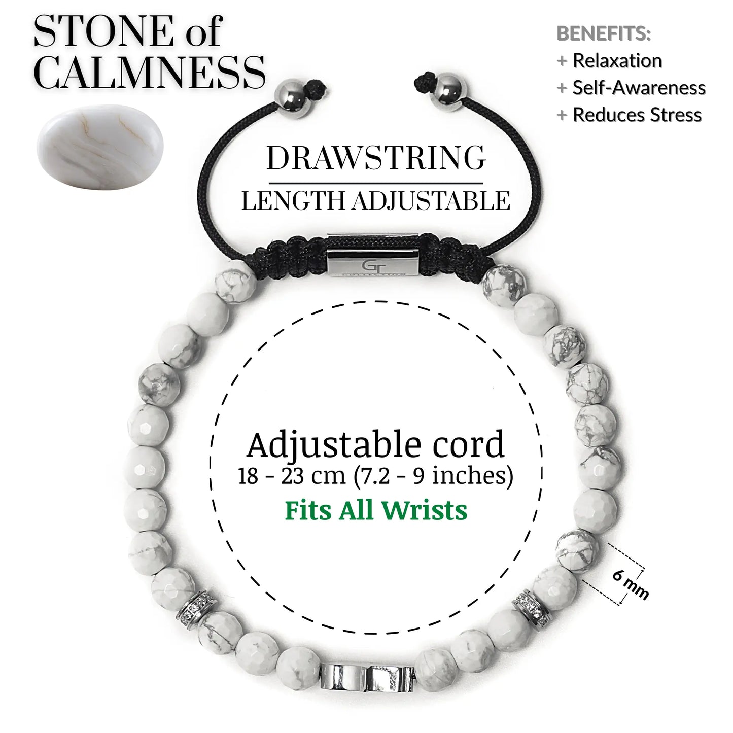 Balance Set | Men's Howlite Bracelet Stack with Hamsa Hand