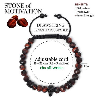 Men’s brown tiger eye beaded bracelet with black adjustable cord by GT Collection