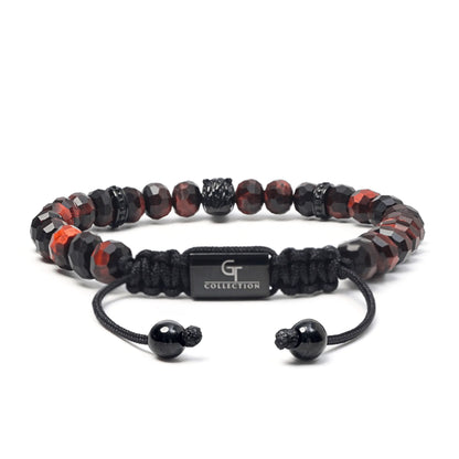 Men’s brown tiger eye beaded bracelet with black adjustable cord by GT Collection
