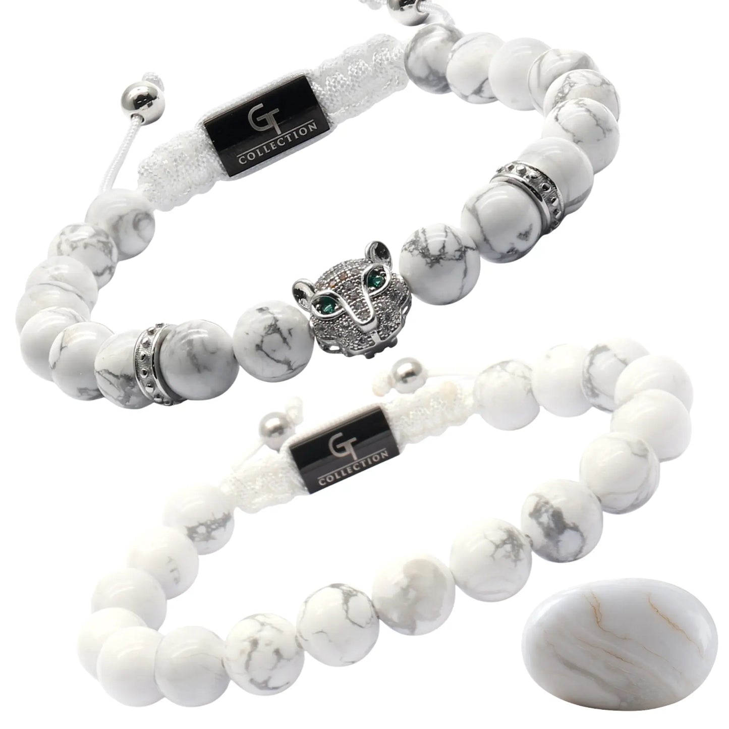 Harmony Set | Men's Howlite Leopard Bracelet Stack