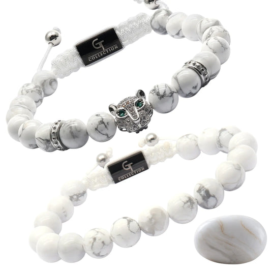 Harmony Set | Men's Howlite Leopard Bracelet Stack