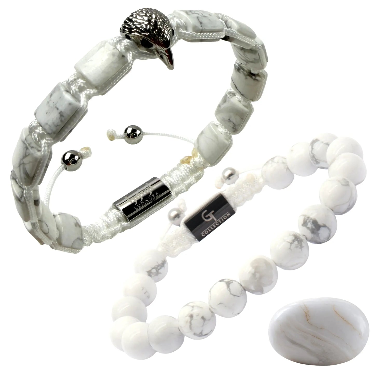 2 Piece Set - Howlite Bracelets for Men | The Arabian Falcon Stack
